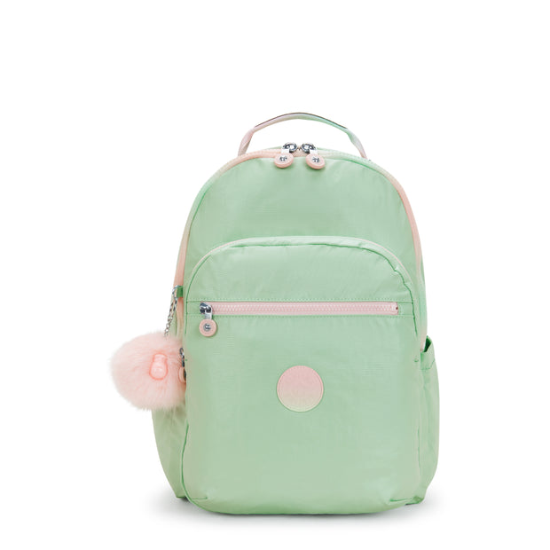 KIPLING Large Backpack with Separate Laptop Compartment Female Soft Green Met Seoul College