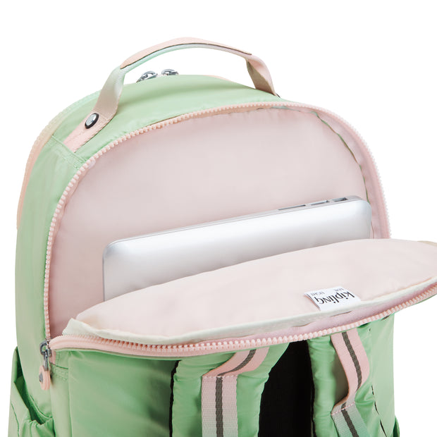 KIPLING Large Backpack with Separate Laptop Compartment Female Soft Green Met Seoul College  -  I7547-5KY