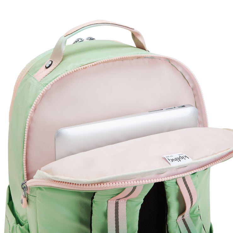 KIPLING Large Backpack with Separate Laptop Compartment Female Soft Green Met Seoul College