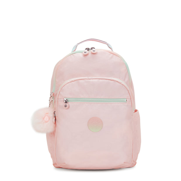 KIPLING Large Backpack with Separate Laptop Compartment Female Blush Metallic Seoul College