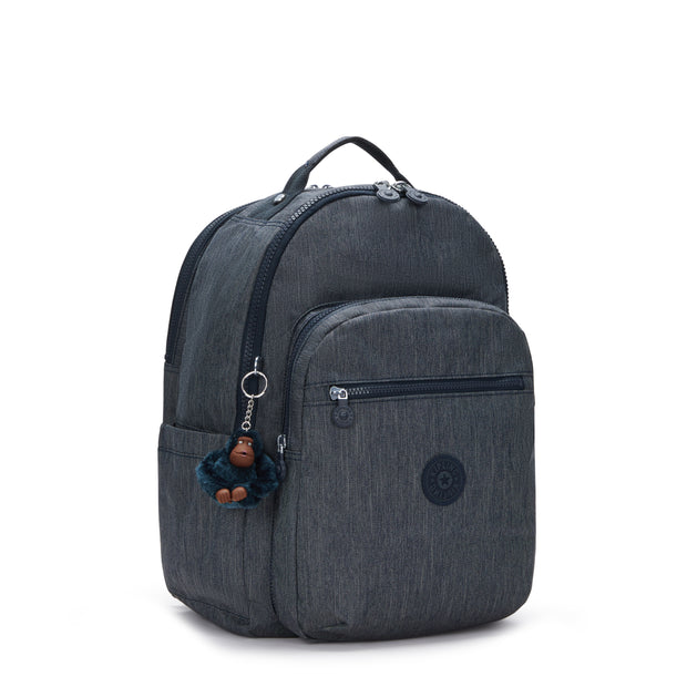 KIPLING Large Backpack with Separate Laptop Compartment Unisex Marine Navy Seoul College  -  I7866-58C