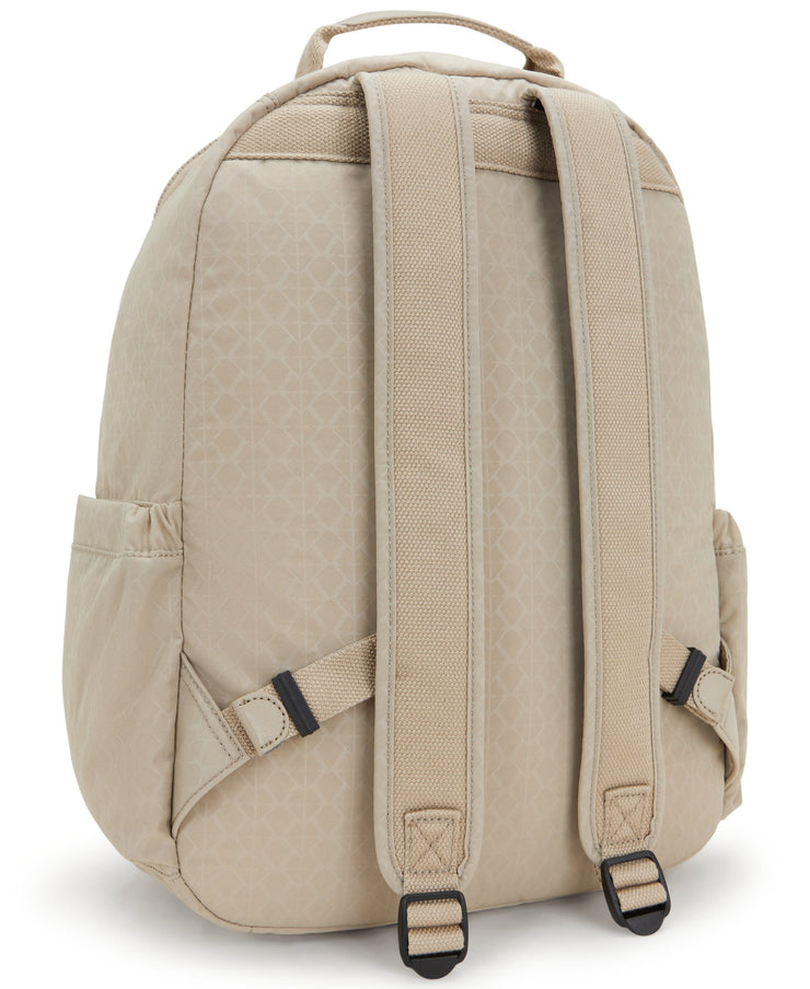 KIPLING Large Backpack Female Signature Beige Embossed Seoul I4034-96A