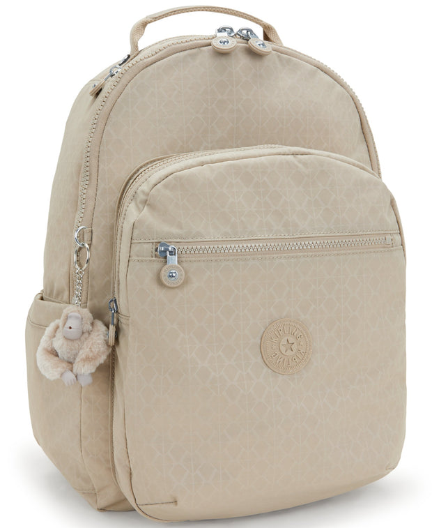 KIPLING Large Backpack Female Signature Beige Embossed Seoul I4034-96A