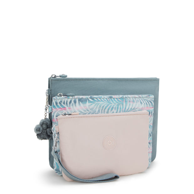 KIPLING 3 large pouches (with removable wristlet) Unisex Relaxed Grey Iaka L Wristlet I4219-3NL