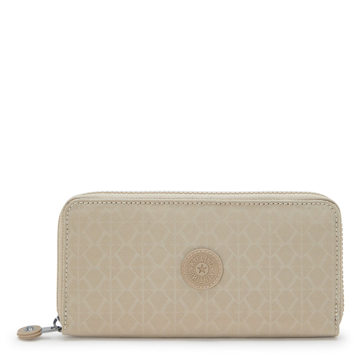 KIPLING Large wallet Female Signature Beige Embossed Money World I4464-96A