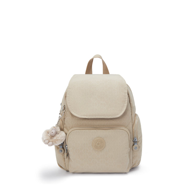 KIPLING Small backpack Female Signature Beige Embossed City Zip Mini I4697-96A