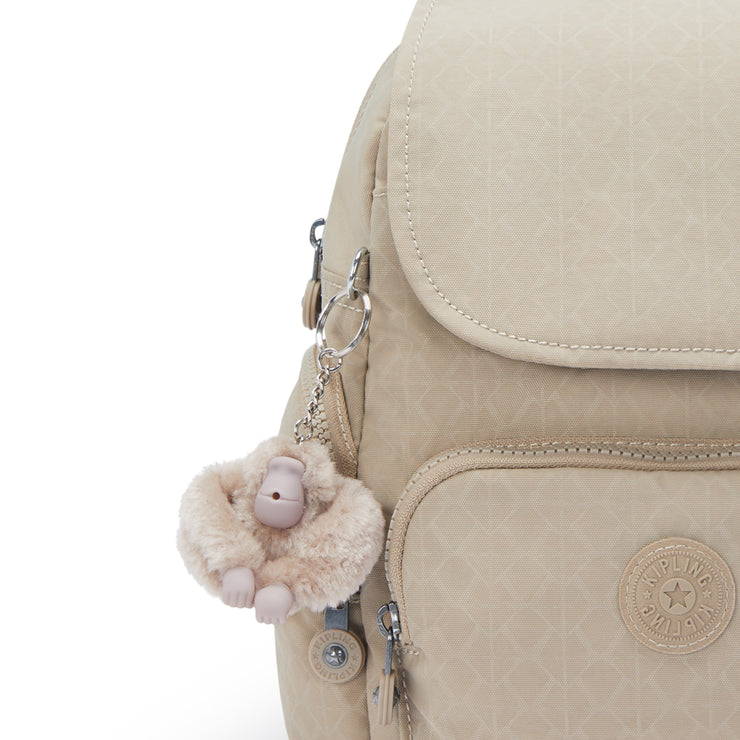 KIPLING Small backpack Female Signature Beige Embossed City Zip Mini I4697-96A