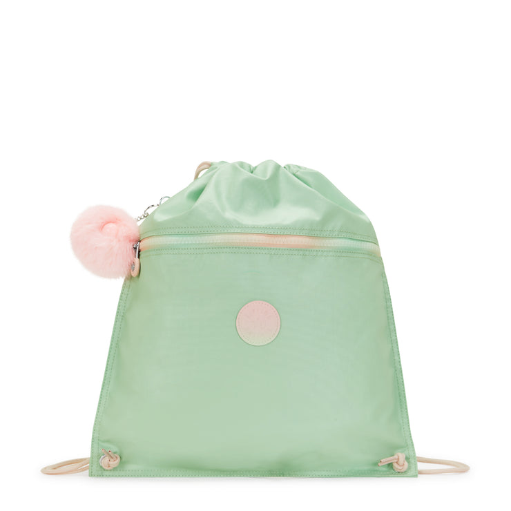 KIPLING Medium backpack (with drawstring) Female Soft Green Met Supertaboo