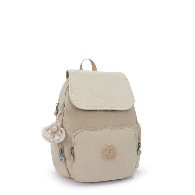 KIPLING Small backpack Female Signature Beige Embossed City Zip S I5634-96A