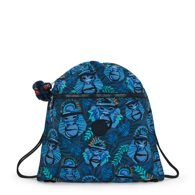 KIPLING Medium backpack (with drawstring) Unisex Blue Monkey Fun Supertaboo