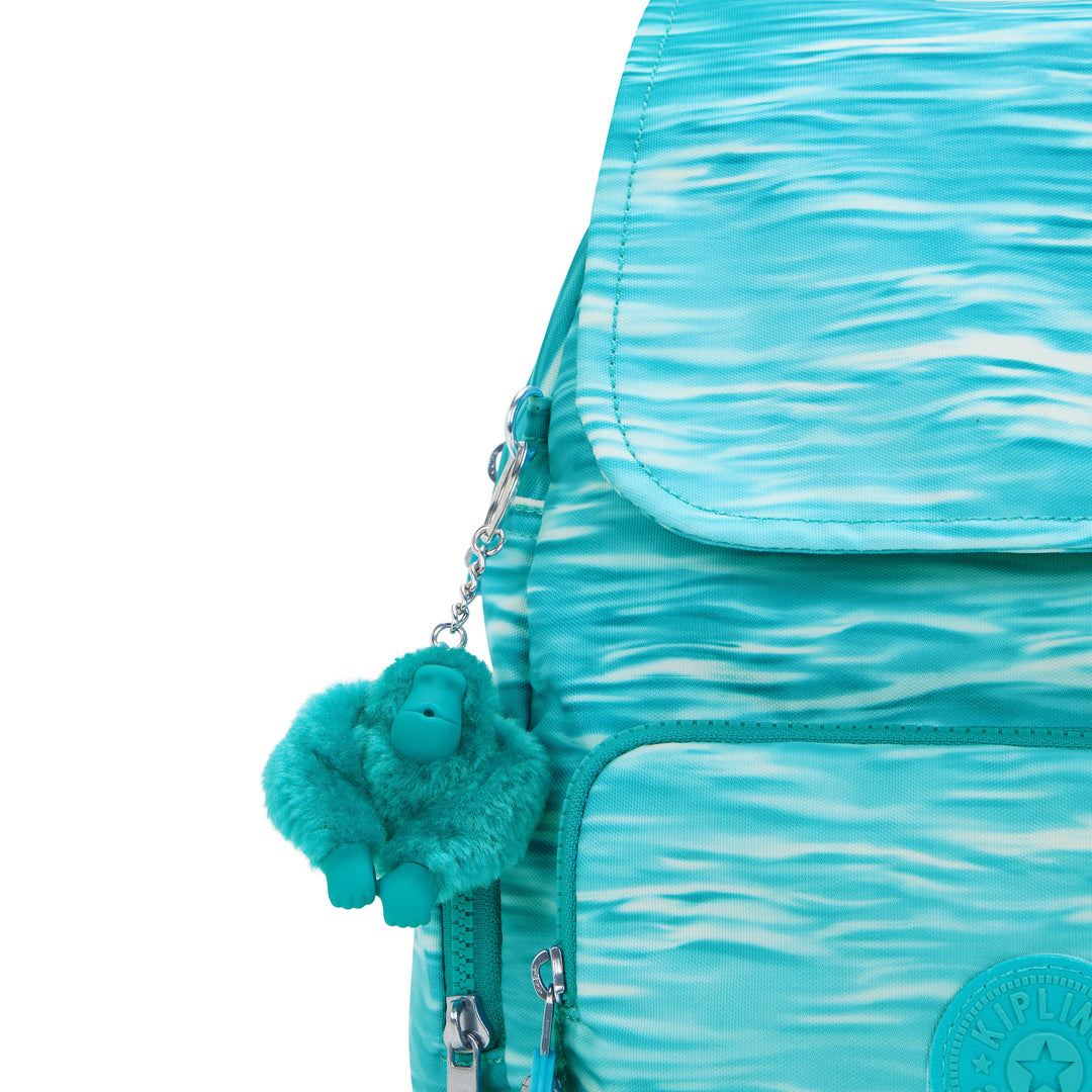 Kipling Small Backpack With Adjustable Straps Female Aqua Pool City Zi