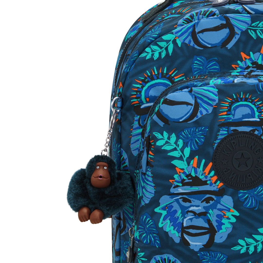 KIPLING Large backpack with laptop protection Unisex Blue Monkey Fun