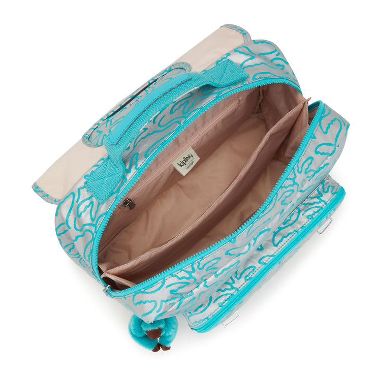 Kipling Medium Schoolbag With Padded Shoulder Straps Female Metallic Palm Iniko  -  00082-1PM