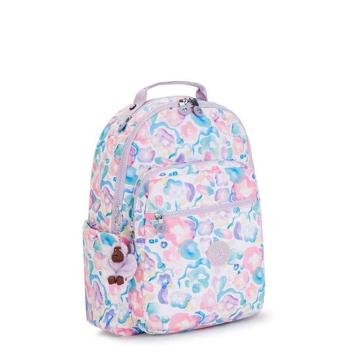 Kipling Large Backpack With Padded Laptop Compartment Female Aqua Flowers Seoul  -  I4851-2FW